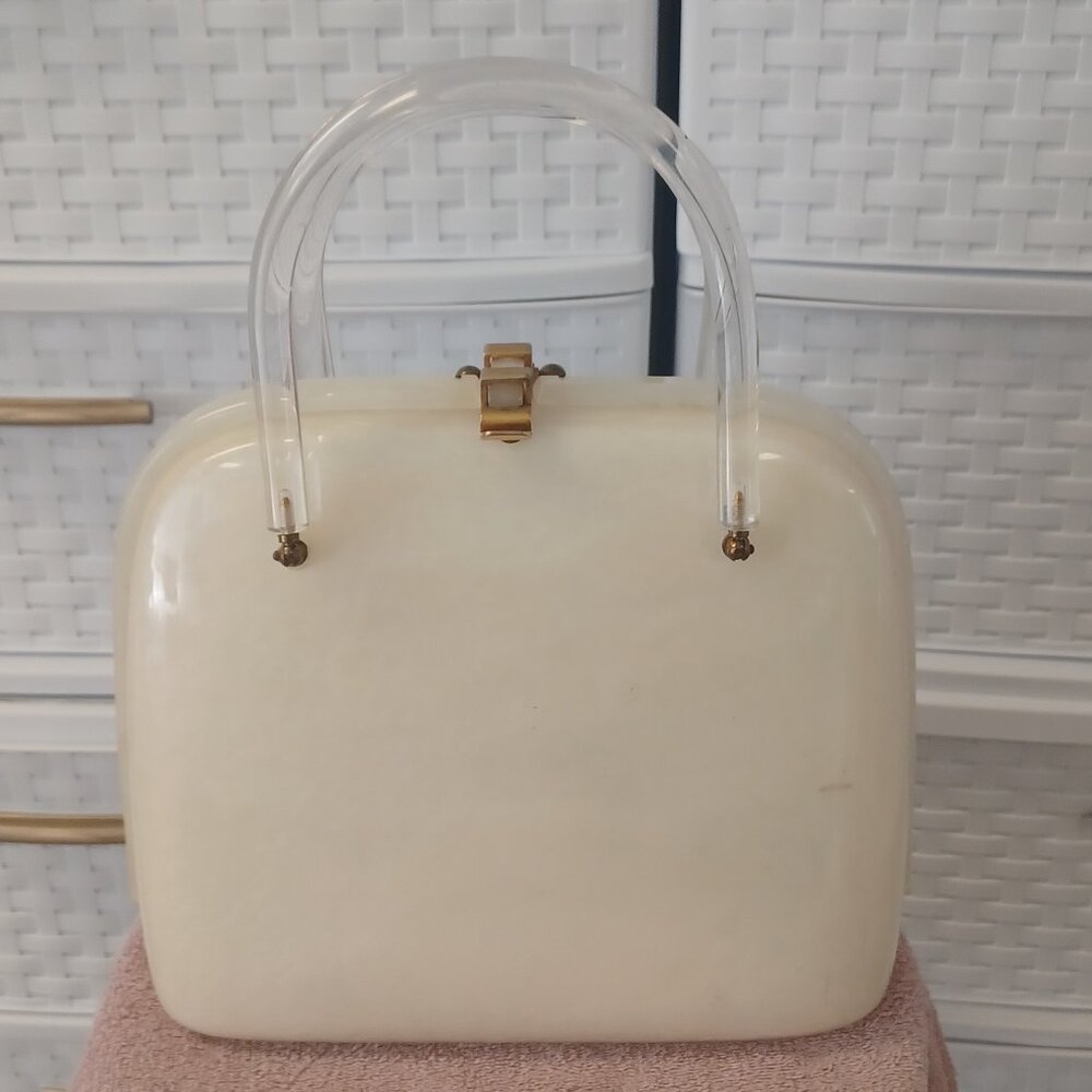 Vintage Lucite Box Purse Circa 1950s.  Lewisid Jewel Llewellyn INC NYC - Picture 4 of 15